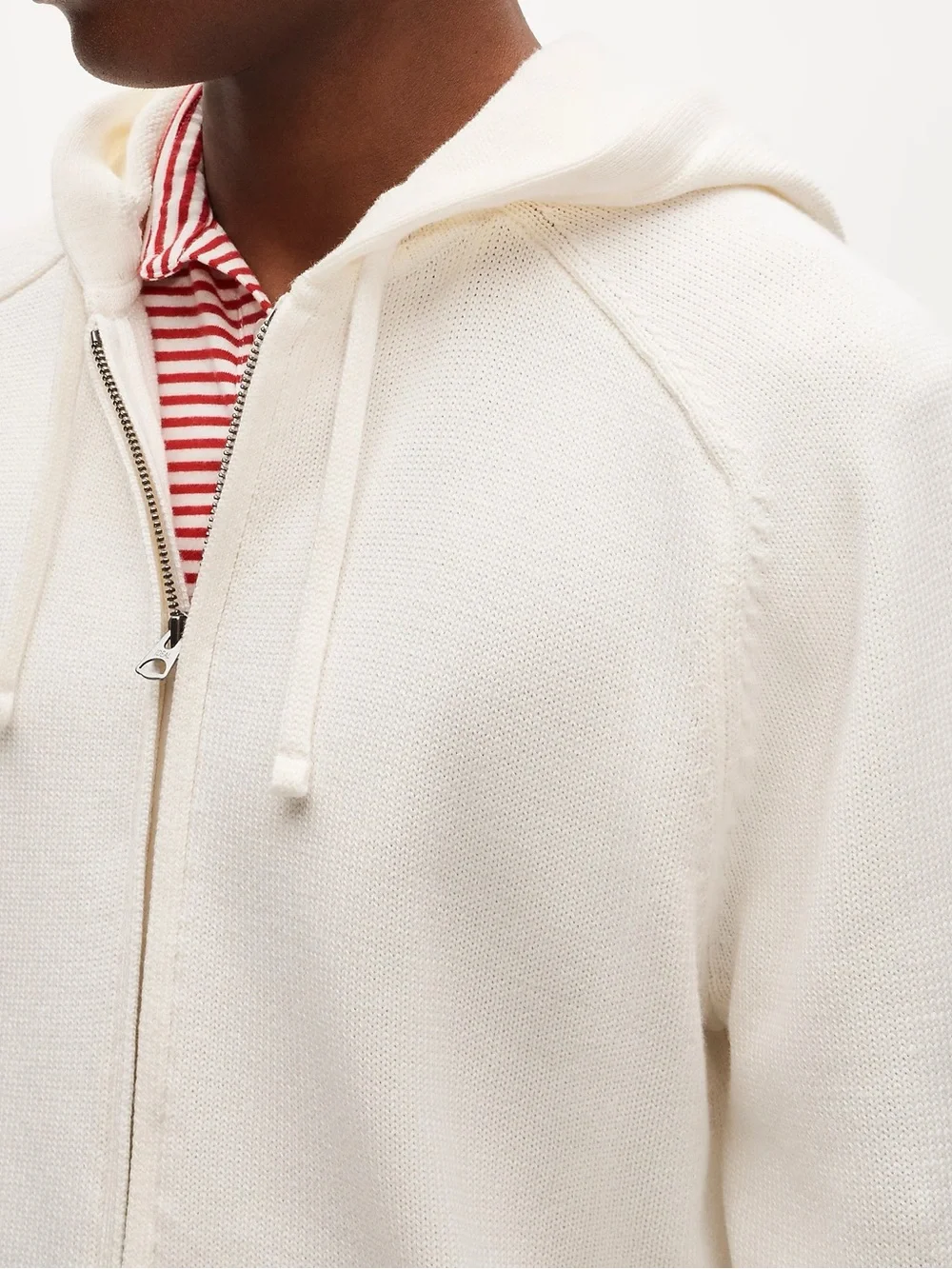 J. CREW Heritage cotton hooded full-zip sweater in Ivory Size S NWT $128 CT606